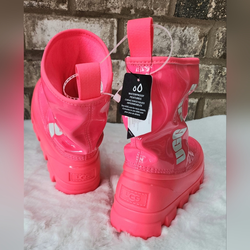 UGG PINK Waterproof Classic Brellah Mini Rain Boots Women's Sz 5 NEW! - Picture 2 of 9